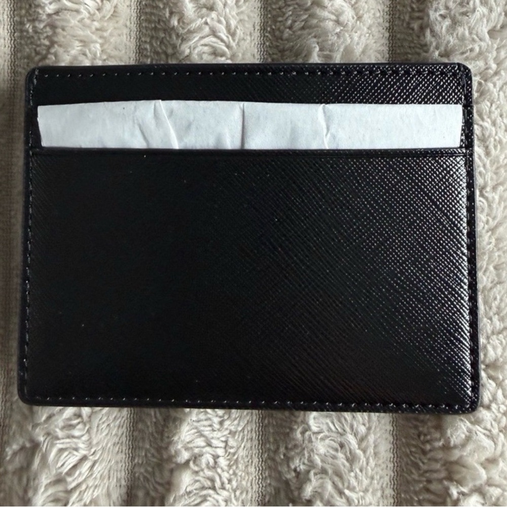 kate spade Black Textured Leather Card Holder with Gold Plate - Picture 3 of 4